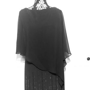 Xscape size 14 Charcoal Grey w/ Sheer overlay